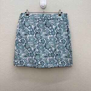 RipSkirt Blue White Floral Wrap Stretch Skirt w Pockets Womens size Large